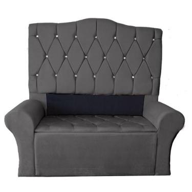 Imagem de Cabeceira Luxo + Recamier Baú Para Cama Box Casal King Size 195 Cm - S