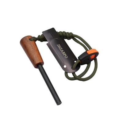 Imagem de JHZABPO Kit de sobrevivência de vara de ferro, kit inicial de pederneira e pederneira de aço, bastão de fogo rápido com apito de sobrevivência