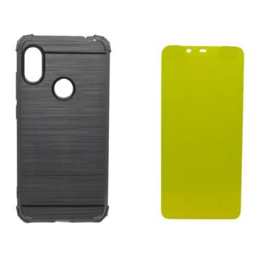 Imagem de Capa Anti Impacto Preta Para Redmi Note 6 Pro + Pelicula Gel - Mustang