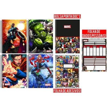 Imagem de Kit 4 Caderno Marvel Now Espiral Univ 80Fls Vingadores - SD