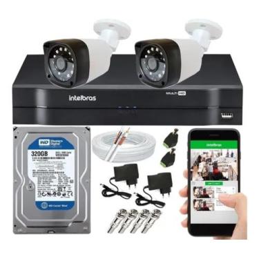 Imagem de Kit Cftv 2 Câmeras Segurança Hd 1 Mp Dvr Mhdx 1104 Intelbras