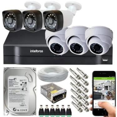 Imagem de Kit Cftv 6 Câmeras Segurança 720p Dvr Mhdx Full hd Intelbras
