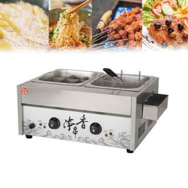 Imagem de Fritadeira elétrica multifuncional,máquina de ferver Oden e máquina de cozinhar macarrão, ajuste de temperatura de 50-300 ℃,para uso em restaurantes comerciais,para frango frito,camarão,fritas