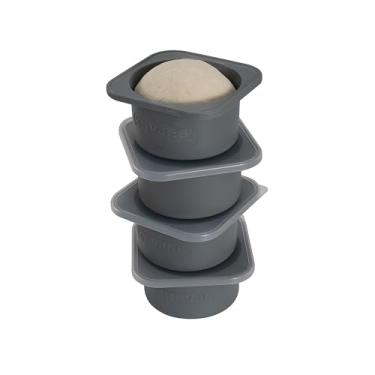 Imagem de KEVJES mais recipientes de prova de massa de pizza de 1000ml para pizza artesanal familiar diy, caixas empilháveis ​​de silicone de qualidade alimentar com tampas, freezer, geladeira, laváve