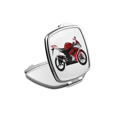 Imagem de SpreadPassion Espelho compacto de motocicleta, amante de presente de motocicleta, espelho fotográfico de motocicleta, espelho de maquiagem de viagem pequeno espelho portátil, espelho de bolso