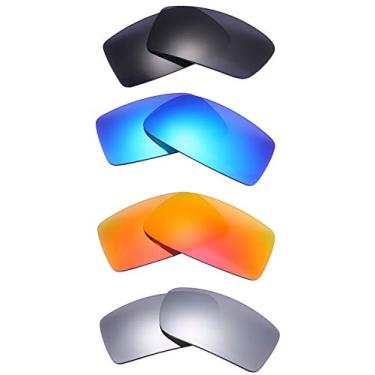 Imagem de NicelyFit Pacote com 4 pares de lentes polarizadas de reposição para óculos de sol Oakley Gascan OO9014 (titânio preto vermelho azul)
