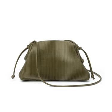 Imagem de KingTo Bolsas clutch para mulheres, bolsa de nuvem macia moderna com bolsa franzida para ombro transversal, Verde A, Small