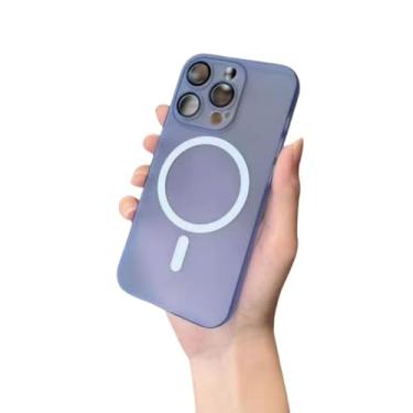 Imagem de Capa Magneric elegante compatível com iPhone 13 Pro capa protetora de silicone durável com carregamento sem fio para iPhone 16promax 14pro 15 capas fáceis de instalar (para iPhone 11, roxo claro)