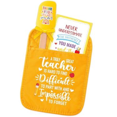 Imagem de R HORSE Conjunto de presente de agradecimento ao professor - 3 peças de suporte de panela engraçado com espátula de silicone e cartão comemorativo, luvas de forno resistentes ao calor para professores