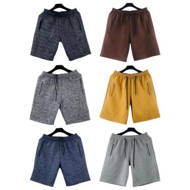 Imagem de kit 6 bermudas moletom masculino adulto bolsos lateral com ziper - f.g