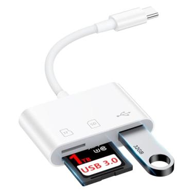 Imagem de Adaptador de câmera digital USB C, leitor de cartão SD para iPhone 16e/16 Plus/16 Pro Max/16/15, Samsung Galaxy S25 Ultra S24 FE S23 Plus S22, leitor de cartão de memória micro SD tipo C para Android