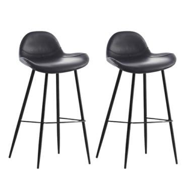Imagem de Lzyjckh Conjunto de 2 cadeiras de bar, Bancos de balcão modernos Bancos de bar de altura de balcão Banco de bar de café da manhã para balcão de cozinha e sala de jantar,Black,65 cm high