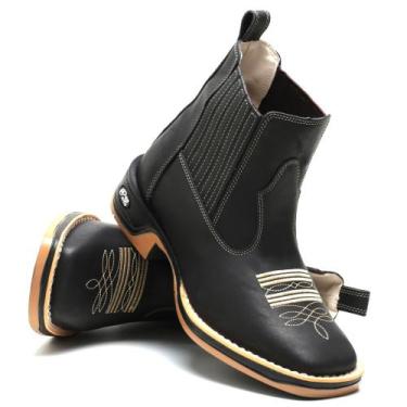 Imagem de Bota Texana Cano Curto Country Masculina Couro Bico Quadrado - R B BOT