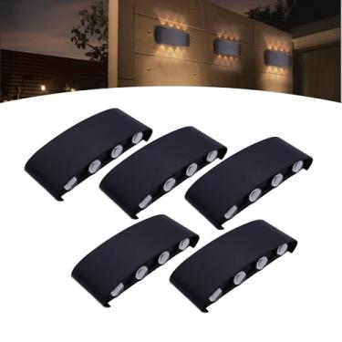 Imagem de Kit 5 Arandela Meia Lua Led 8w 8 Fachos Ip66 Bivolt 3000k (Preto)