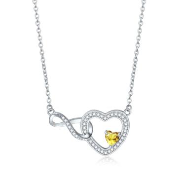 Imagem de Exqele Colar de coração para mulheres, pingente de coração infinito, colar de pedra de nascimento de cristal personalizado, presentes de aniversário de formatura para mãe, esposa, filha, namorada