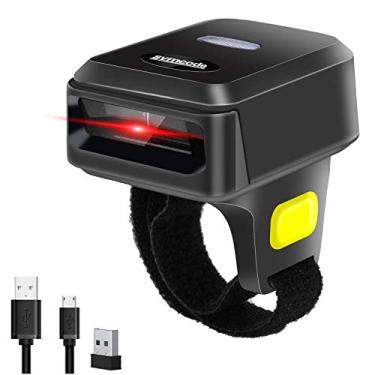 Imagem de Symcode Scanner de código de barras QR sem fio Bluetooth 2D, anel portátil vestível dedo 1D 2D mini leitor de código de barras scanner de tela com Bluetooth e scanner de conexão sem fio e com fio de