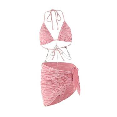 Imagem de YIJU Bikini feminino com triângulo de triângulo de feminina de banheira de roupas de praia elegante para atividades aquáticas de férias Spas Beach