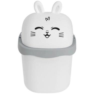 Imagem de Lixeira Pequena De Mesa Animal Na Cor Branco Coelho De 1,5 Litros - CO