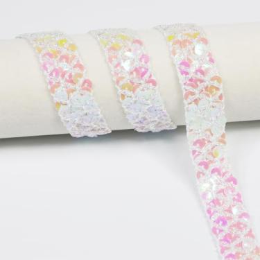 Imagem de 12 jardas - Acabamento longo de fita de lantejoulas brancas, medindo 22 mm (0,86 polegadas) de largura. Ideal para projetos de costura, artesanato DIY, fantasia e decoração de casa. (Branco)