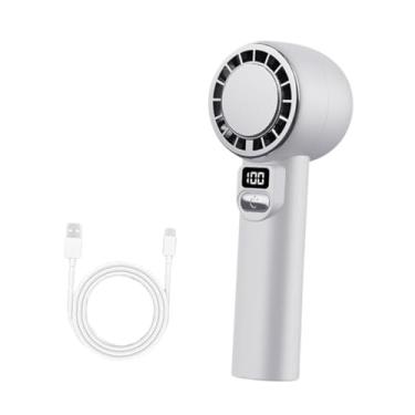 Imagem de WeiLaiKeQi Ventilador de mão portátil recarregável versátil leve moderno ventilador pessoal de refrigeração para esportes ao ar livre escritório em casa, Branco