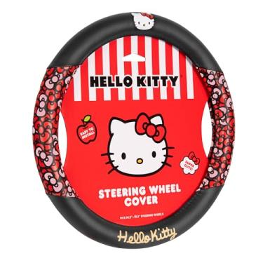 Imagem de Capa de volante de carro Sanrio Hello Kitty Bows, ajuste universal, acessórios de carro fofos para mulheres, presentes de decoração elegante, acessórios Hello Kitty - Serve para rodas padrão de 36,8 a