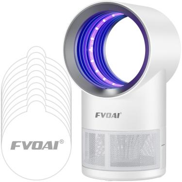 Imagem de Armadilha para moscas de frutas para ambientes internos, para insetos domésticos com sucção, configuração de tempo, luz de insetos e 10 peças de placa de cola adesiva (branca)