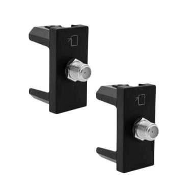 Imagem de Kit 2 Tomadas Antena Tv - Conector F Pial Plus+ Preto 615030pt