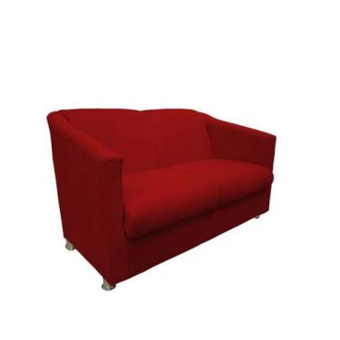 Imagem de Namoradeira Tila Decorativa Suede Vermelho 2 Lugares Pés Cromado Ms De