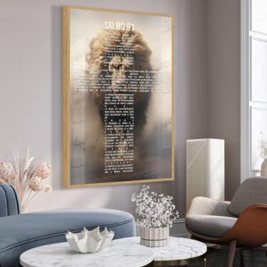 Imagem de Quadro decorativo salmo 91 - MeMoldura, 80x120cm, Amadeirado Claro + V