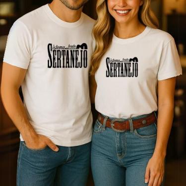 Imagem de Camiseta Algodão Unissex Casal Country Estampa Sistema Sertanejo Bruto