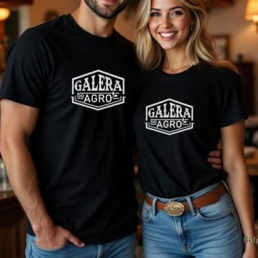 Imagem de Camiseta Algodão Unissex Casal Country Estampa Galera do Agro Faculdad