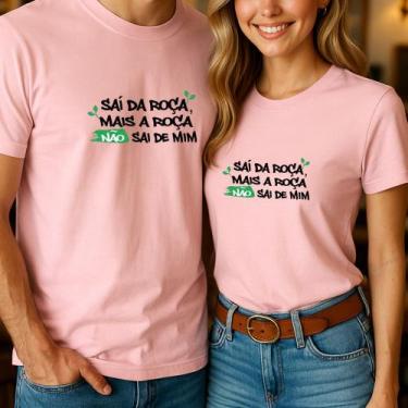 Imagem de Camiseta Algodão Unissex Casal Country Estampa Sai Da Roça Mas A Roça 