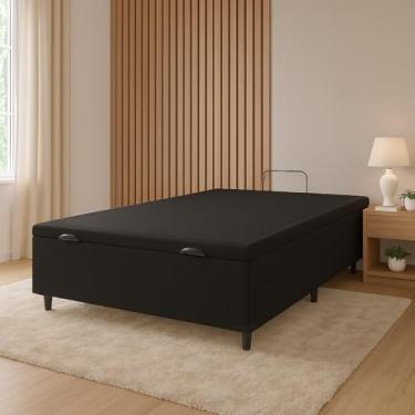 Imagem de Cama Box Bau Casal Premium Blindada Super Reforçada (Corino, Box Baú Preto)