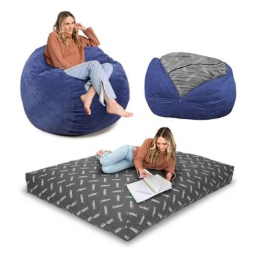 Imagem de CordaRoy's Saco de feijão de veludo cotelê conversível - capa de tecido de veludo cotelê lavável na máquina - para porão, sala de estar, sala de jogos, dormitório e mais - tamanho completo