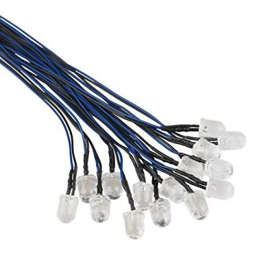 Imagem de EDGELEC 30 peças de luzes LED azuis de 12 volts 10 mm com diodos emissores de diodos pré-cabeados 20.1 cm DC 12v luz LED lente clara pequenas lâmpadas LED