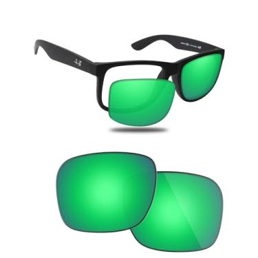 Imagem de Fiskr Lentes polarizadas de substituição compatíveis com óculos de sol RayBan Justin RB4165 54 mm, resistente a impactos e ajuste perfeito - verde esmeralda