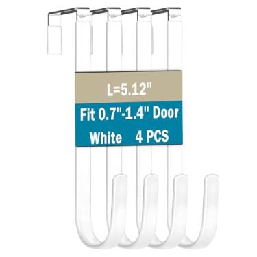 Imagem de Lukcase Ganchos sobre a porta, pacote com 8 ganchos de porta de aço com revestimento de borracha, serve para porta de 1,7 a 3,5 cm de largura, organizador para sala de estar, quarto, banheiro, roupas