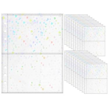 Imagem de A5 capas para cartões fotográficos, 20 peças de protetores de folha, 13 x 9 cm, 2 bolsos, inserções para cartão de foto, flor, transparente, PP, páginas de refil para 6 fichários (flores piscando, A5