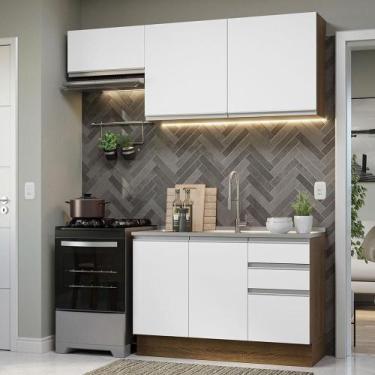 Imagem de Armário De Cozinha 180Cm Glamy 09 Rustic/Branco - MADESA