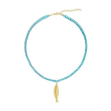 Imagem de MIFYNN Colar de peixe dourado para mulheres, moderno, com pingente de peixe de sardinha, verão, oceano, praia, joias para presente, Large, Latão, Sem Pedra Preciosa