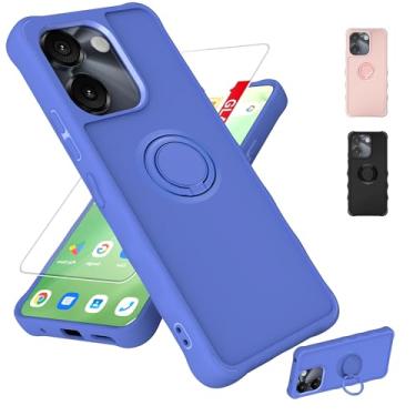Imagem de Capa para celular AirVoice S67 5G / C67/A67 compatível com FOXXD Foxx Miro S67 5G / A67 / HTH C67 [com protetor de tela de vidro temperado][ superproteção de 2 mm [suporte de anel] azul