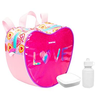 Imagem de Lancheira Térmica Escolar Menina Juvenil Infantil 3D X Love Rosa Glitter Brilho Sestini Rosa