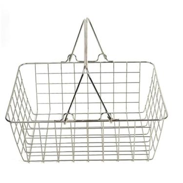 Imagem de ＫＬＫＣＭＳ Cesta de compras com alça, organizador ergonômico e resistente para supermercado, cesta de compras para alimentos, cosméticos, porão, quarto, armário