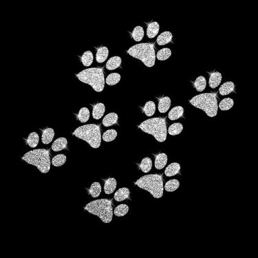 Imagem de Adesivo de decalque brilhante de PVC brilhante estilo impressão pata cachorro cintilante para carros, caminhões, motocicletas capa porta multi-superfície adesivo decorativo (branco)