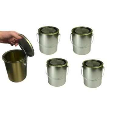 Imagem de 4 Lata Vazia Galao 3,6l Artesanato Carne Banha Tinta B.Agua - Parafutr