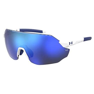 Imagem de Under Armour Óculos de sol adulto Halftime Shield, Branco fosco/azul royal, 99mm, 1mm