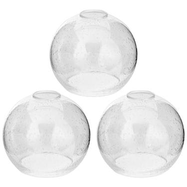 Imagem de Pacote com 3 peças de substituição de sombra de vidro com sementes transparentes, capas de abajur de vidro globo para luminárias, globos ajustadores de 4,5 cm, abajures para arandelas de parede