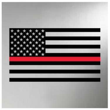 Imagem de Adesivo de vinil à prova d'água de linha vermelha fina da bandeira americana preto e vermelho para carro, caminhão, laptop, caixa de ferramentas, garagem, parede, bombeiro, acessórios de suporte de 18