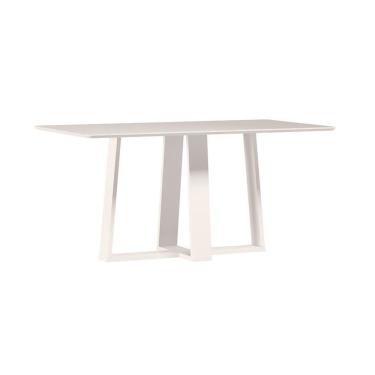 Imagem de Mesa de Jantar Retangular com Tampo de Vidro Rubi Off White 160 cm