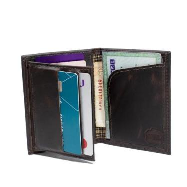 Imagem de Carteira Masculina Em Couro Porta Cartão Espaço Para Notas CNH Cartões